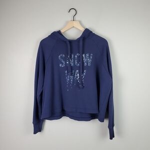 Aerie Blue Sparkle Snow Way Hoodie Small